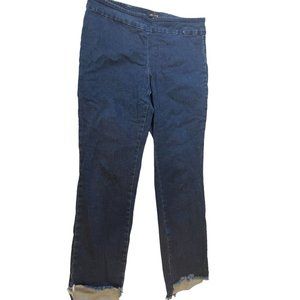 Nic+Zoe Womens Vintage 1980s Denim Pant Straight Leg Step Hem High Waist Blue 10